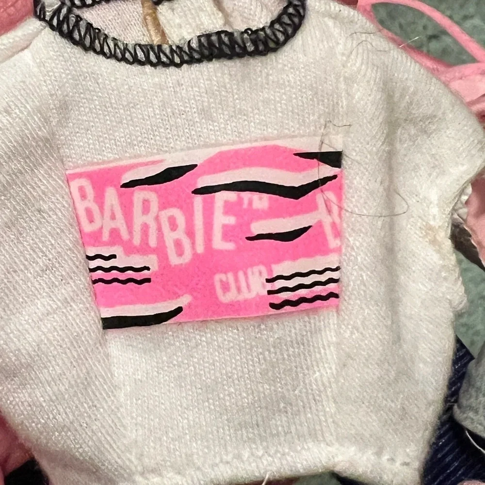 Vintage 1990’s Barbie Clothing Pink Camp Shirt White Barbie Club Pink Star Dress